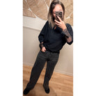 Jeans Gris à strass Léopard - Gris
