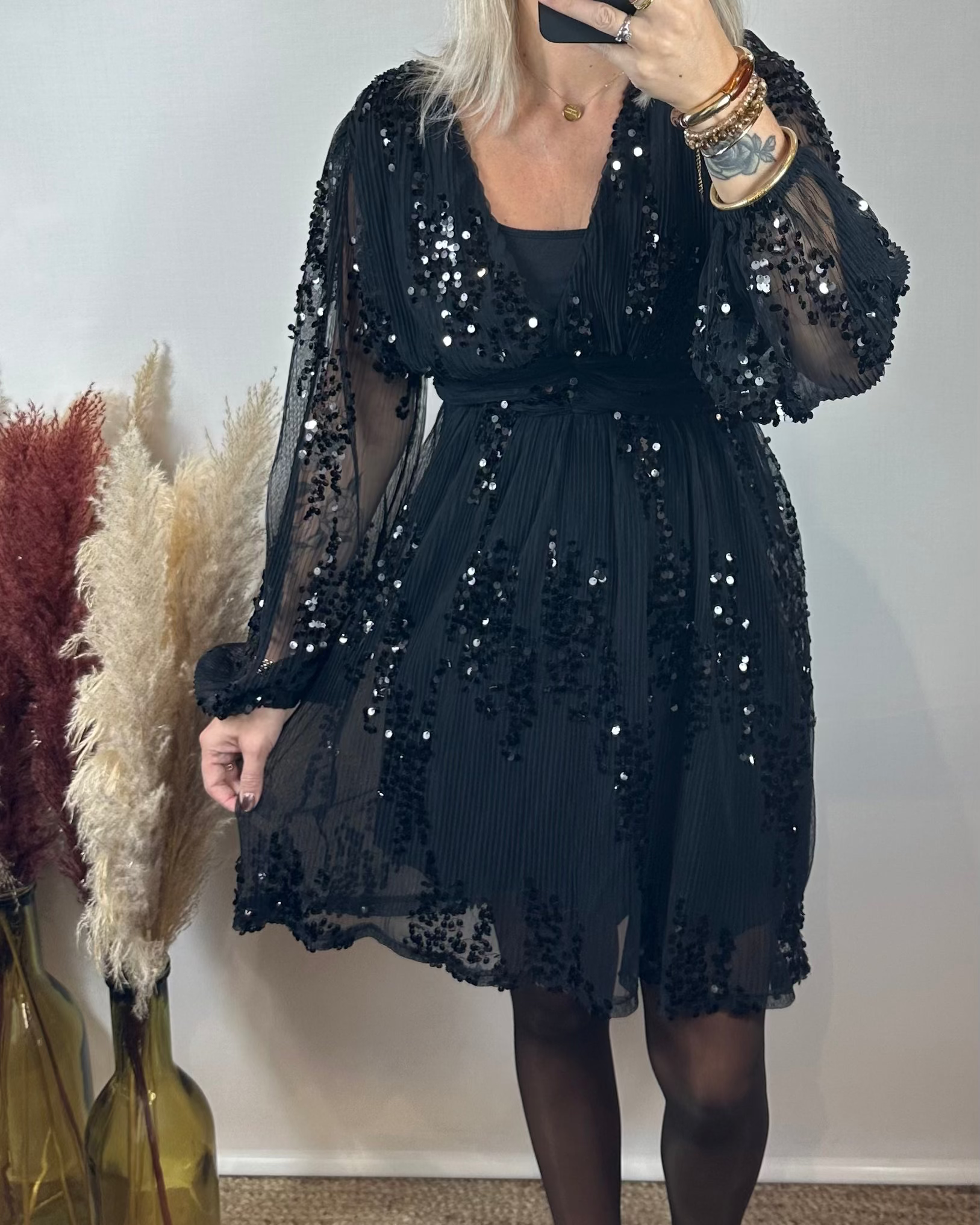 Robe À Sequins Noir