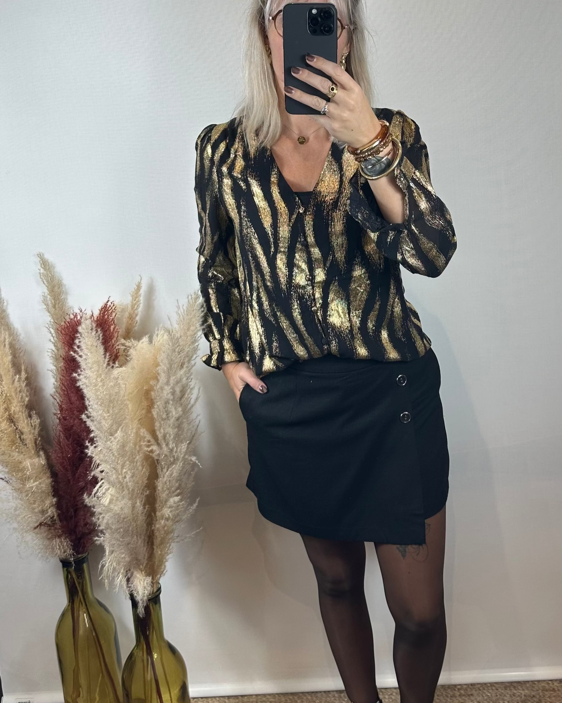 Chemisier Noir et Or
