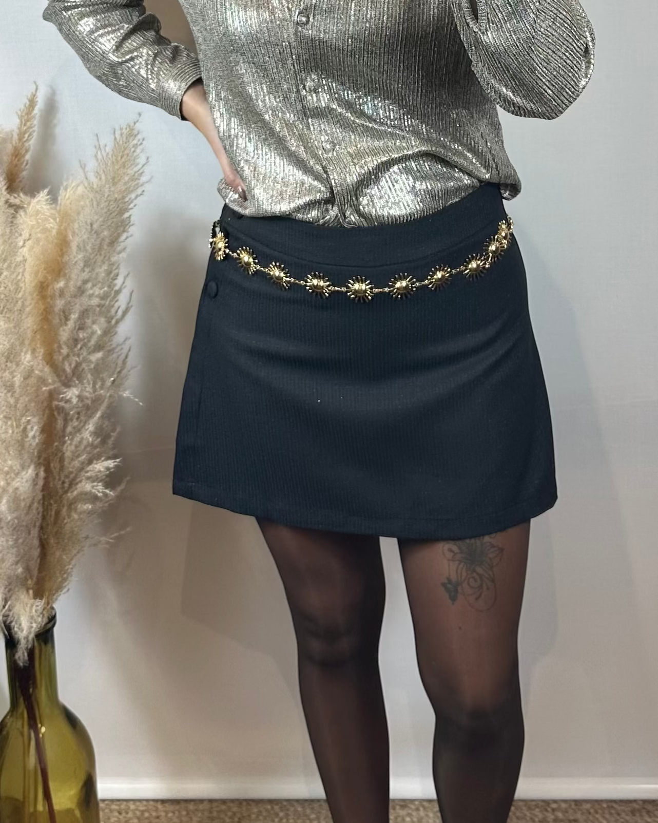 Jupe Short Noir Pailleter