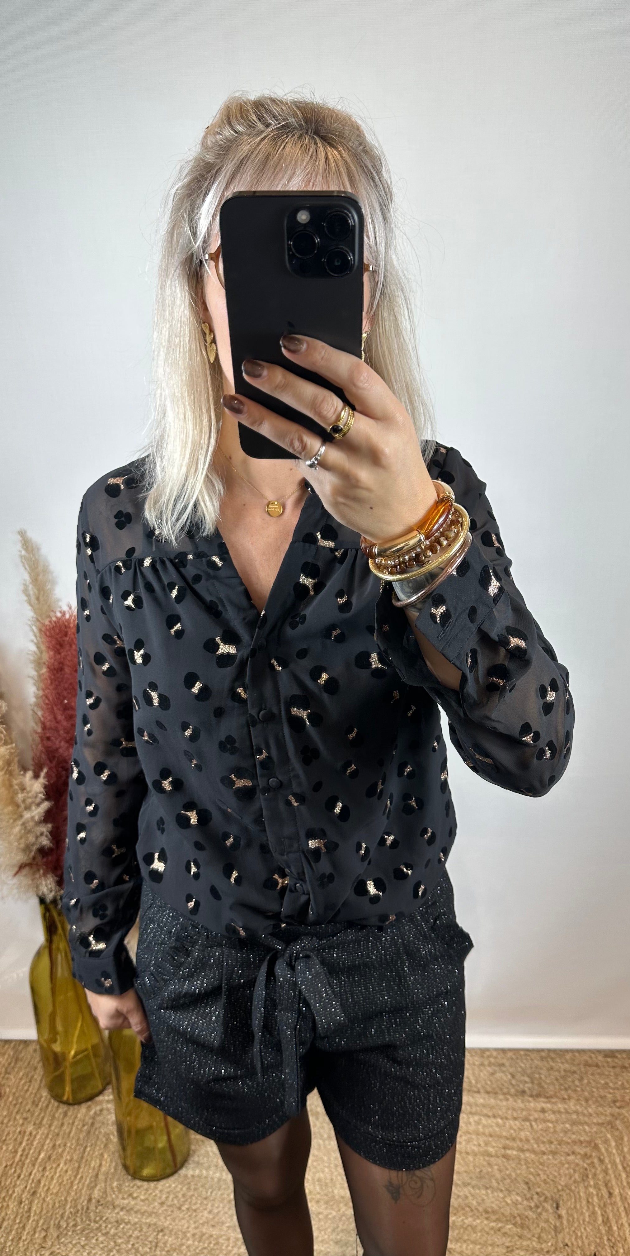 Chemisier Léopard  Noir&Or