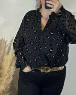 Charger l&#39;image dans la galerie, Chemisier Léopard  Noir&amp;Or

