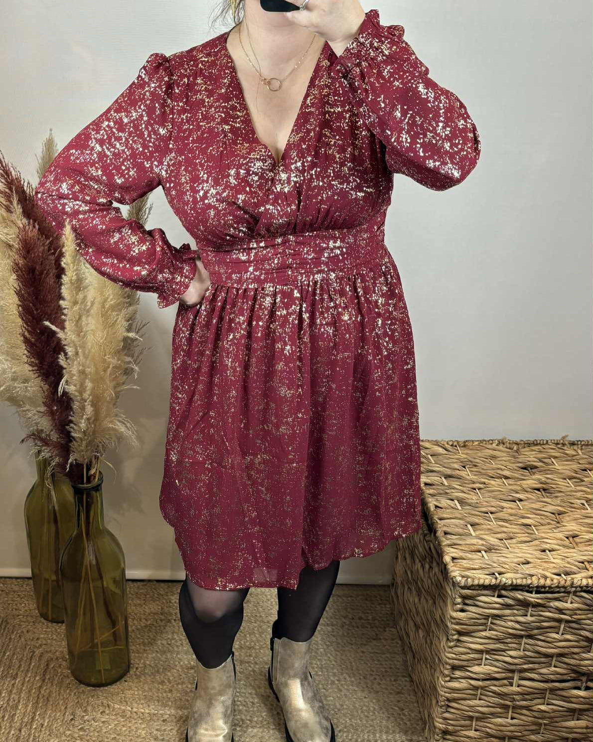 Robe Bordeaux Pailleté D'orée